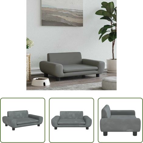 Hunde Sofas -  Hundebett Dunkelgrau 70x45x33 cm Samt