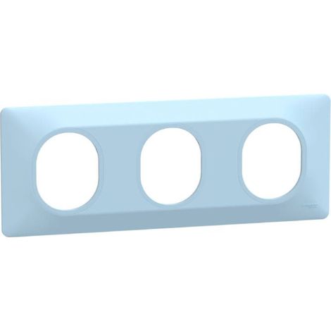 Plaque 3 postes horizontal Ovalis Schneider Finition: Azurin
