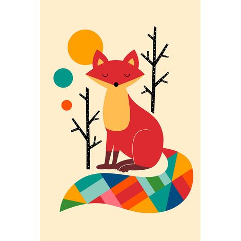 Tableau enfant renard arc en ciel Toile imprimée (1/5)