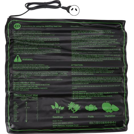 Tapis chauffant étanche pour semis, chaud, sûr et efficace pour la germination des graines de plantes d'intérieur. Prise australienne 220-240 V. (1/5)