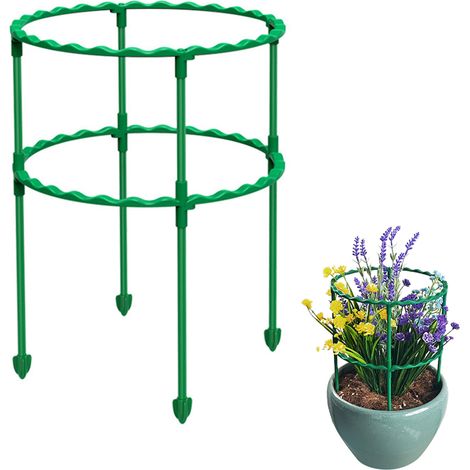 Tuteur pour Plantes ABS Modulable Diamètre 20cm Hauteur de 15 à 85cm Vert Kit de Support Cage Jardinière Durable Anti-Pluie Réutilisable (1/5)
