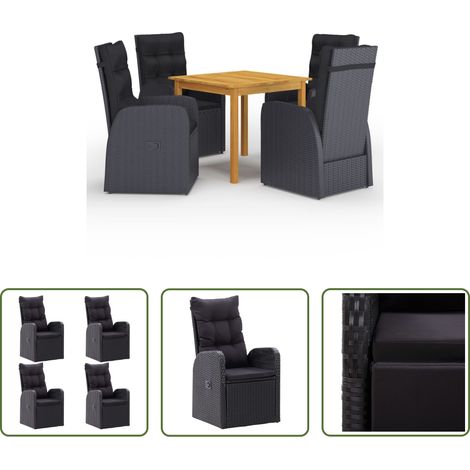 vidaXL Salle à manger extérieur - Ensemble à manger de jardin 5 pcs Noir (1/5)
