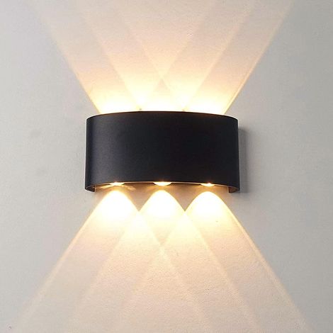 Luminaire mural LED 6W moderne, applique étanche IP65 en aluminium pour intérieur et extérieur, spot orientable haut/bas, lumière blanc chaud, éclairage décoratif 360°. (1/5)