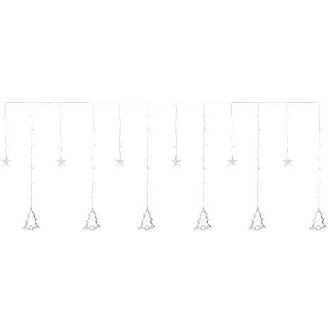 ECD Germany Cortina De Luz LED Para Ventanas 220cm 138 LEDs Blanco Cálido Árboles Y Estrellas De Navidad 8 Funciones Decoración Navideña Para Ventanas De Interior/Exterior Cadena De Luces Navideñas