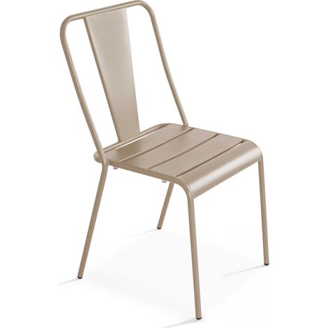 Chaise de jardin bistrot en métal taupe (1/7)