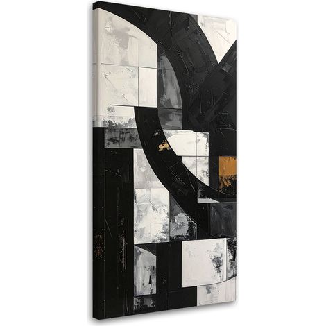 Quadro su tela, Forme geometriche astratte bianco e nero, 40x80 (1/5)