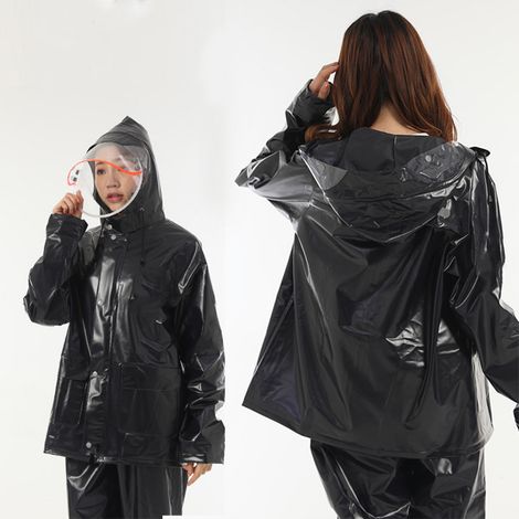 Ortviai Combinaison de Pluie Séparable pour Vélo et Extérieur – Imperméable Respirant, Noir L