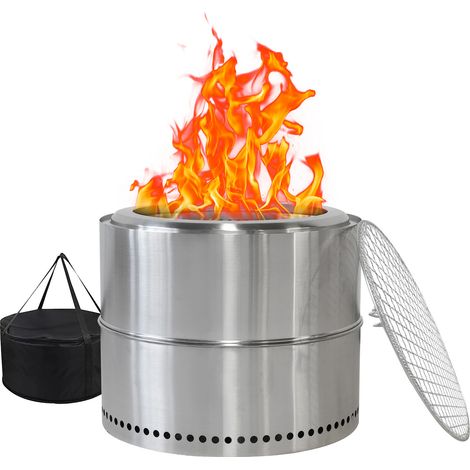 Foyer d'extérieur portable en acier inoxydable avec cendrier, foyer à bois et barbecue (1/5)