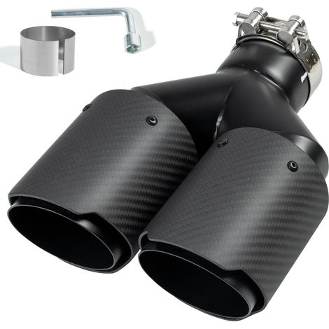 Embout d'Échappement 63mm Double Sortie, Sortie Echappement Voiture en Acier Inoxydable (1/5)