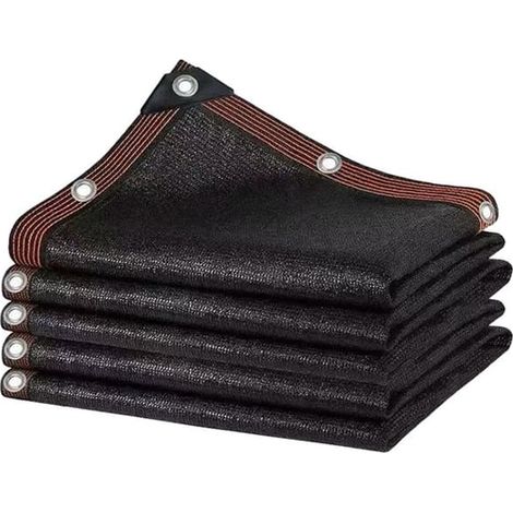 Toile d'ombrage, filet d'ombrage rectangulaire, filet d'ombrage pour isolation de toiture, filet d'ombrage noir, bords perforés, 400 x 600 cm, noir, polyéthylène + (1/5)