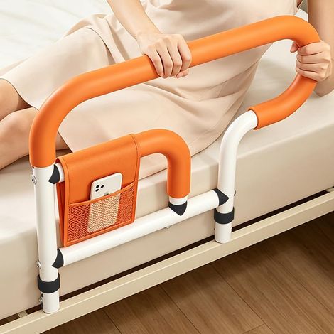 Barrière de lit pour personnes âgées, réglable en hauteur, protection contre les chutes avec sac de rangement, aide au lever pour personnes âgées, handicapées et femmes enceintes (1/5)