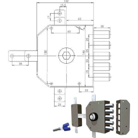 Serratura di Sicurezza Quintuplice Sx con Pompa da 3300 Mc per Cr, Modello Cr
