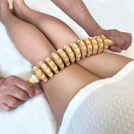 Masseur manuel en bois à rouleaux, long (12 rouleaux), pour massage péritonéal -AquaForge