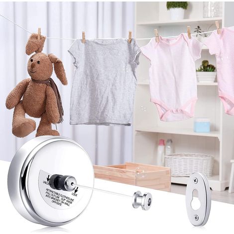 Étendoir à linge mural réglable en acier inoxydable, adapté à une utilisation intérieure et extérieure, idéal pour sécher le linge sur un balcon, conception rétractable, forte capacité de charge.