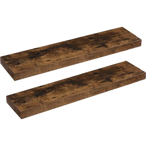 Étagères Murales, Lot de 2, Tablettes Flottantes, Suspendues, avec Supports Cachés, Longueur 80 cm, pour Salle de Bain, Chambre, Toilettes, Cuisine, Bureau, Salon, Marron Rustique (1/5)