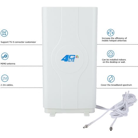Antenne Interne 4G LTE Haute Performance 88DBi 700-2600MHz avec Connecteur TS9