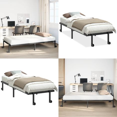 vidaXL Cadre de lit sans matelas pliable noir 75x190 cm acier (1/5)