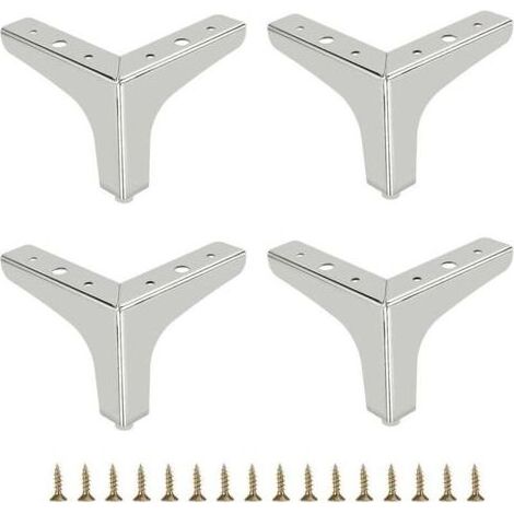 10cm Pied de canapé en métal 4 pcs Pieds de meuble modernes Pieds de meuble de canapé Pieds de rehausseur de meubles Pieds de rechange pour meuble TV Canapé Placard, Argent (1/5)