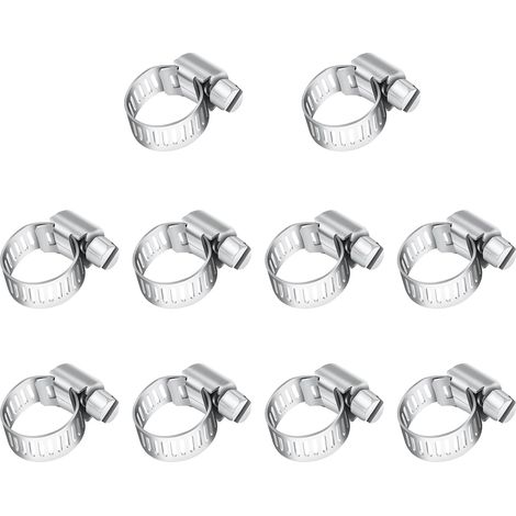 6-12mm Collier de Serrage Inox, 10pcs Réglable Collier Serrage 304 Métallique Collier Durite en Acier Inoxydable Convient Pour Piscine, Machine à Laver, Jardin, Auto, Applications Mécaniques (1/5)