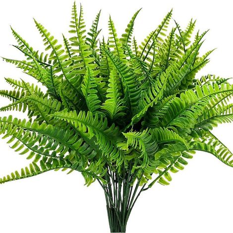 2 morceaux de fleurs artificielles et de plantes vertes, feuilles d'herbe persane à sept branches, fougères de Boston, fougères, murs végétaux à fleurs intérieurs et extérieurs (1/5)