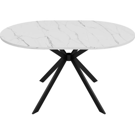 Mesa de comedor extensible 140x100x75 cm de MDF blanco, almacenaje integrado – MEUBLIV (1/5)