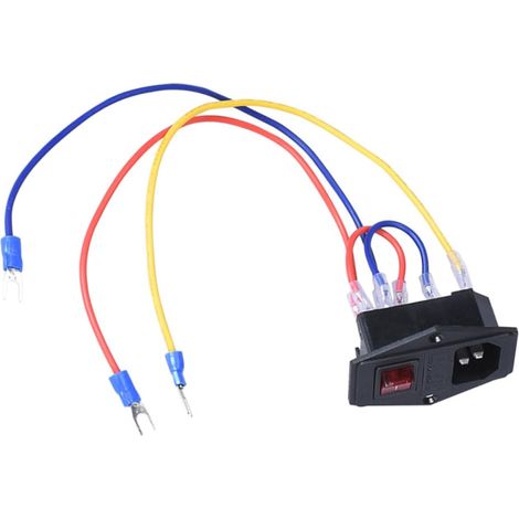 Interrupteur à Bascule Résistant la Corrosion avec Fusible 110/220v 15a Câble D'alimentation 16awg 20cm, Plastique et Métal Noir pour Imprimante 3d (1/5)