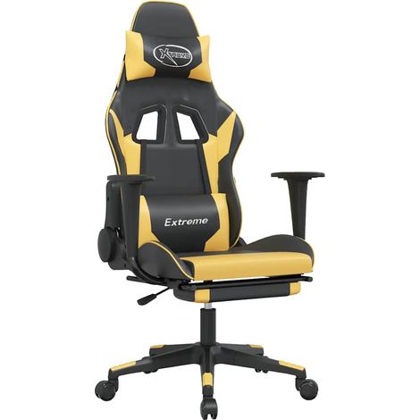Sedia da Gaming con Poggiapiedi Nero e Oro in Similpelle vidaXL