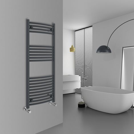 WarmeHaus Curved Anthracite Bathroom Ladder Radiator 1200x500mm (1/5)
