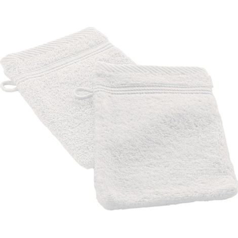 Lot de 2 Gants de Toilette "Tendresse" 15x21cm Blanc (1/4)