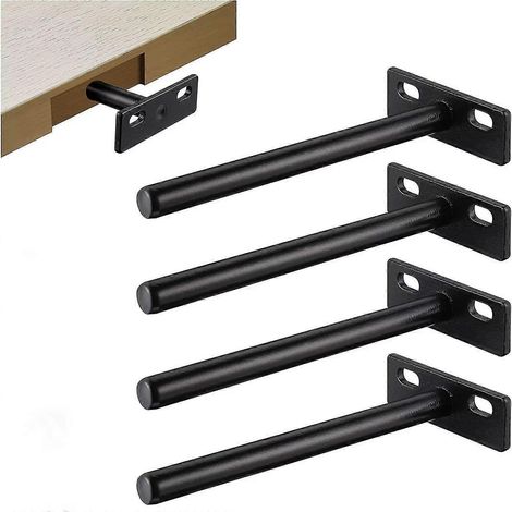 Supports d'étagère flottante en métal renforcé - Lot de 4, invisibles et dissimulés dans le bois [DB] - AquaForge (1/4)