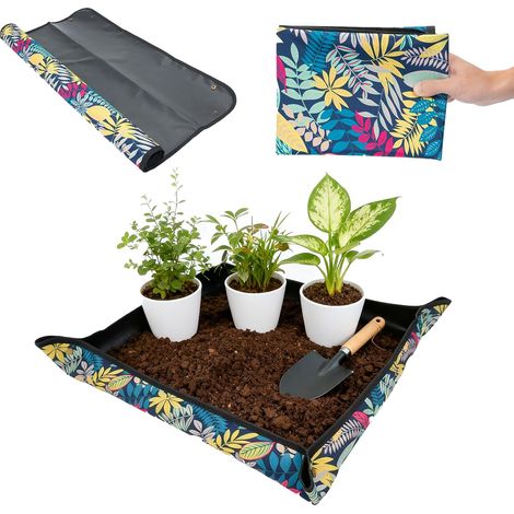 Tapis de Rempotage Imperméable 75x75 cm, Tapis pour Transplantation Plantes d'Intérieur avec Contrôle Terre, Tapis Jardinage pour Plantes Grasses (1/5)