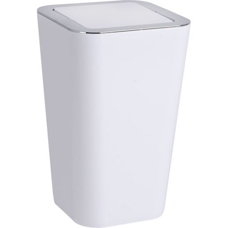 Poubelle de salle de bain 6L – Plastique haut de gamme – Dimensions 18x28,5x18 cm – Couvercle basculant blanc pour espaces confinés