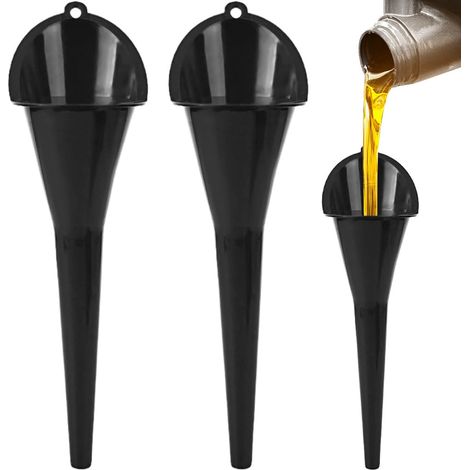 Entonnoir long Fin,Entonnoir de remplissage,entonnoir à carburant, 2 Pack Entonnoir long entonnoir à huile moteur à essence additif moto ferme agricole utilisation pratique,29CM (Schwarz) (1/5)