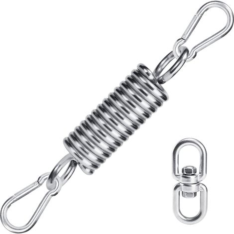 3 Pack Hammock Spring Hook and 1 360° Rotating Ring, 304 Stainless Steel Hanging Chair Spring, Outdoor Chair Swing Accessories, Spring Hook