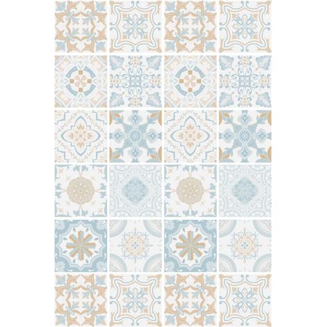 PVC 24 pièces autocollants auto-adhésifs pour cuisine avec matériau rétro vintage résistant à (1/5)