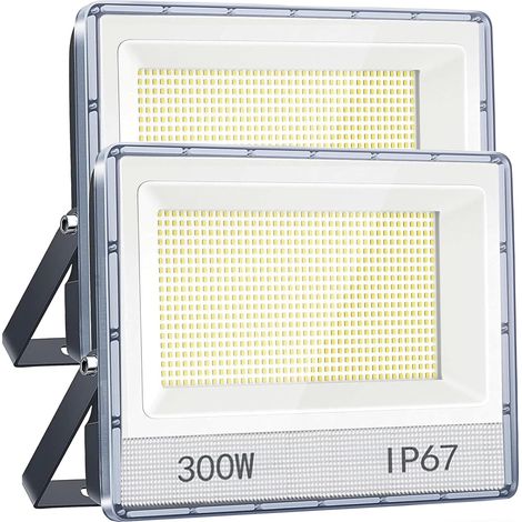Projecteur LED Extérieur 300W 30000 lumen Puissant Spot LED Extérieur 6500K Blanc Froid, IP67 Étanche Projecteur Exterieur LED pour Jardin Garage Patio Cour Atelier, 2 Pièces (1/5)