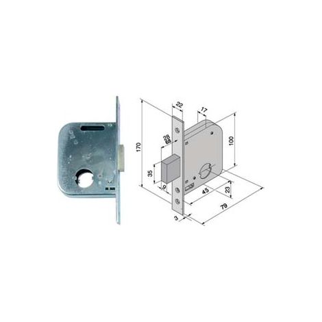 SERRATURA DA INFILARE PER CANCELLI SOLO CATENACCIO 071  mm.45 con catenaccio da mm.68 (07145400)    WELKA