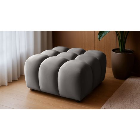 Polsterhocker Designerhocker FLOW in Stoff Bluvel Dunkelgrau