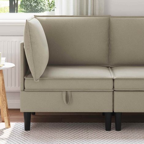 vidaXL Divano Angolare con Storage Sabbia Velluto