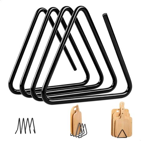 Support Planche a Decouper, Organisateur Placard Cuisine, Support de Planche, Range Couvercle, Support en Métal Noir avec 4 Fentes, Stable et Antidérapant pour Planches et Plaques de Cuisson (1/5)