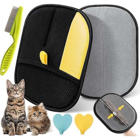 Reusable Animal Hair Roller, Pet Hair Brush, Double-Sided Pet Grooming Gloves, Cat Dog Grooming Hair Remover Mitt Massage Deshedding Glove Brush (1/5)