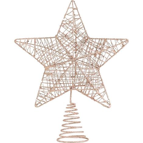 Cimier de sapin de Noël, étoile creuse à paillettes champagne, pour décoration de sapin de Noël (champagne) (1/5)