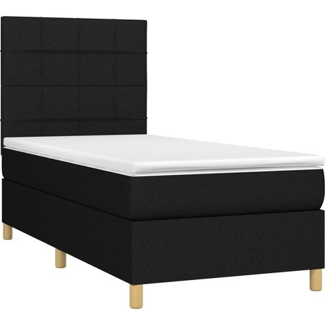 Box Spring Bed with Mattress&LED Black 80x200 cm Fabric vidaXL (1/4)
