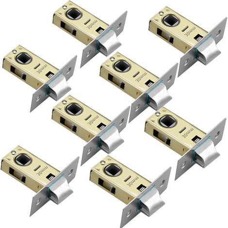 Lot de 8 loquets tubulaires plats de 30 mm pour serrure de porte intérieure à mortaise et boulons polis pour poignées de porte à levier à ressort (1/5)
