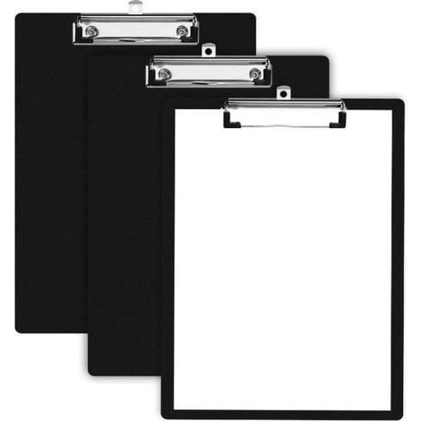 3Pcs Porte-Bloc A4 avec Pince, Planchette à Écrire Noir 215x310 mm (1/4)