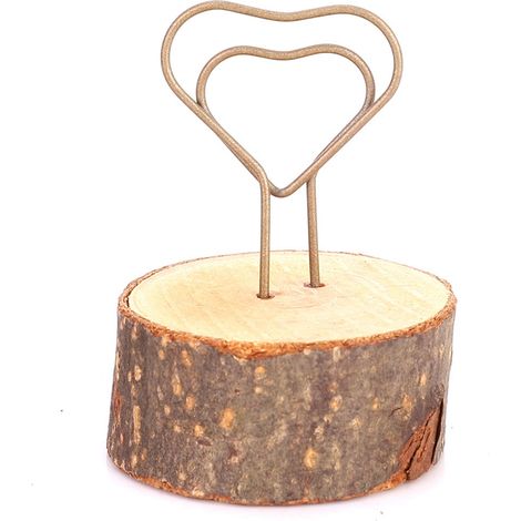 Lot de 10 pinces à photos décoratives en bois style rétro, naturelles et écologiques, avec écorce.