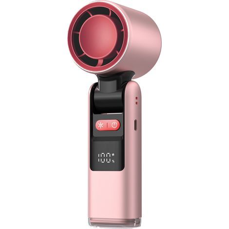 Ventilateur portable haute performance avec écran numérique, 100 niveaux de puissance réglables, design compact et pliable, idéal pour le rafraîchissement personnel – rose