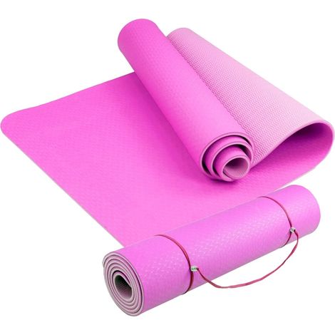 Tappetino Yoga Palestra Pilates 183 x 61 x 0,6 cm Superficie Antiscivolo Rosa (1/5)