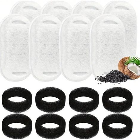 8er-Pack Katzenbrunnenfilter Geeignet für 2-Liter-Edelstahl-Katzenbrunnen Mit Aktivkohle und PP-Baumwolle Inklusive Schwammfiltern Ersatzset für (1/5)