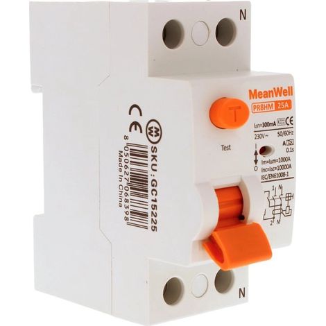 A2ZWORLD RCCB Interruttore Differenziale Puro Tipo A 1P+N 2M 10kA 300mA AC 230V IP20 IEC61008-1 PR8HM, Corrente Disponibili 25A 40A 63A 100A (25A) (1/5)